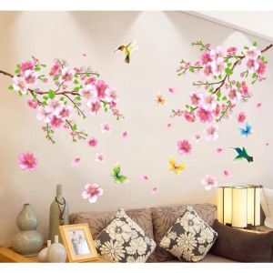 Decal dán tường hoa đào trang trí tết( tranh ghép)