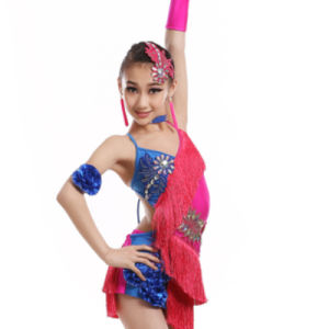 SHUNAICHI Childrens Professional Latin Dance Girl Dress Tassel Clothing Modern Fashion Youth Tassel Girl Dance Hall Salsa