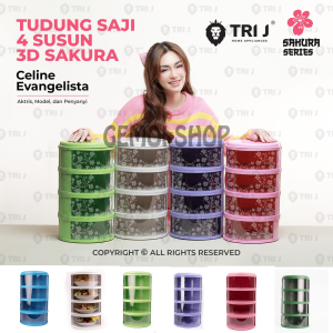 Rak Tudung Saji Makanan Lauk Buah Kue Tingkat 4 Susun / Penutup Masakan Saji Portable