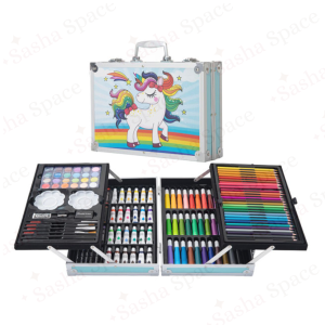 145-Piece Deluxe Art Set for Kids - Art Coloring Box Kit with Watercolor Markers Colored Pencils Pastels Brushes - Children Gift