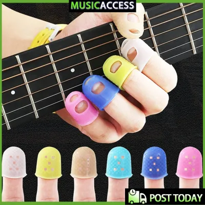 12Pcs Silicone Thimbles Finger Guards Guitar Fingertip Protector For Ukulele Guitar Non-Slip Silicone Guitar Fingertip Protection