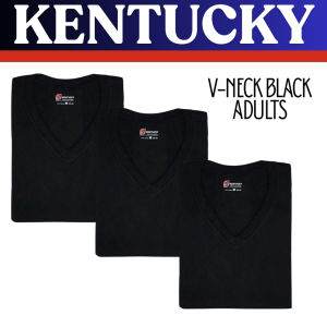 Kentucky V-neck plain black t-shirt for adult men (PACK OF 3)