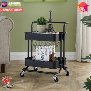 Rak dapur square rak troli  4 tingkat dengan roda rak kamar mandi rak susun serbaguna rak murah