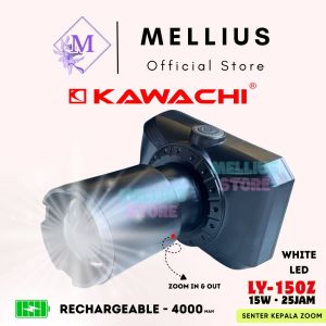 Kawachi  Senter Kepala  15w 15 Watt LED Super Terang LY-150Z Putih atau Kuning Zoom In / Out Waterproof Lithium Cas Recas Rechargeable Isi Ulang Tahan Lama 25 Jam 4000 mAh Outdoor Headlight Camping Berburu Mellius Store COD