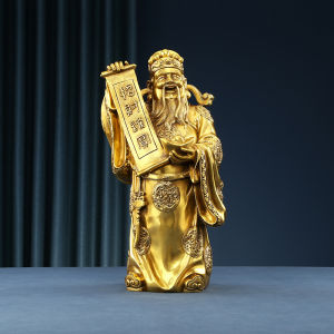 Tượng ông thần tài đứng cầm sớ bằng đồng tài lộc may mắn vào nhà DxRxC: 10x8x17cm nặng 1kg