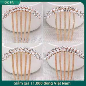 QK FA ✨ 5 răng tóc bên lược ngọc trai pha lê kẹp Tóc Lược cưới cô dâu Rhinestone ngọc trai pha lê Tóc Lược móng vuốt kẹp tóc đồ trang trí phụ kiện