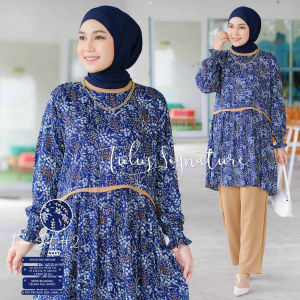Tulus Signature Fona Set LD 110 Oneset Setelan Wanita Celana & Tunik Bahan Rayon Motif Bunga Kekinian Terbaru