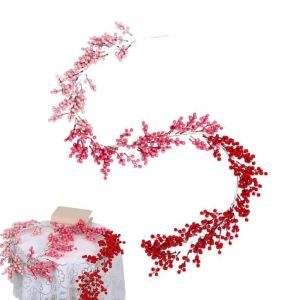 ANGY  Lifelike Valentines Day Wreath Realistic Flexible Simulated Berries Vine Artificial Vines Decorative Christmas Berry Garland Valentines Day Decoration