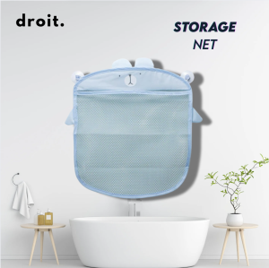 Multi-Purpose Bathroom Mesh Storage Bag | Toy Skincare & Shower Organiser with Suction Hook | Cute Animal Design