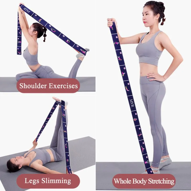 9 Segment Yoga Stretch Strap Training Belt Leg Body Fitness Exercise Gym  Elastic