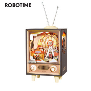 Robotime 3D Puzzle Wooden Sunset Amusement Park with TYPE-C Connector LED Night Home Decoration Collection for Adult Children Girls - AMT01