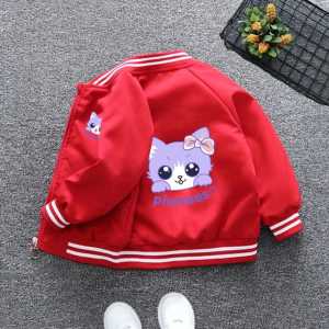 Jaket varsity Baseballl Anak Model Resleting Jaket Anak Design KUCING LUCU Baju Hangat Musim Dingin Atasan Lengan Panjang Bahan Fleece Fashion Terbaru Casual Pakaian Fashionable S M L XL XXL merah baby pink Jaket Anak Murah Baju Murah Pria Wanita
