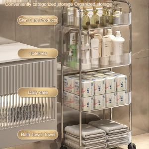Snack trolley Multilevel storage mobile shelves Floor standing cosmetic storage trolley