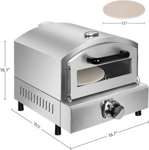 WEIAIBLD Commercial Gas Type Pizza Maker Machine 2 layer pizza oven Stainless Steel Pizza Oven Portable Gas Powered Pizza Oven Special Baking Machine 12 Inch Pizza Oven