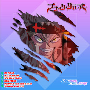 Black Clover Scratch Design Sticker Indoor Outdoor Vinyl Sticker Waterproof & Non-Faded