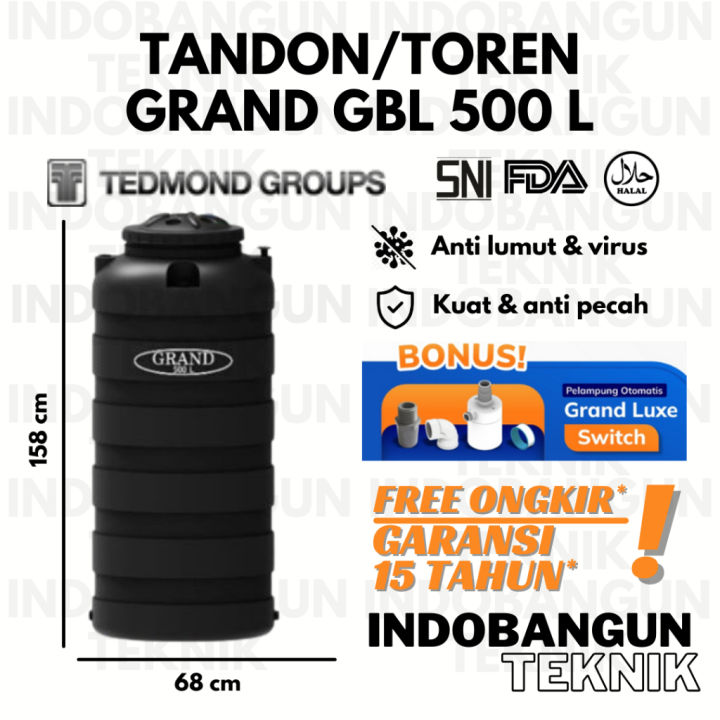 Tandon Toren Tangki Air Tedmond Grand 500 Liter Harga Murah Slim ...