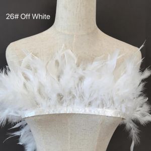 OWMXZL Trang phục tự làm Viền lông vũ 393 inch / 100 cm Viền may Ruy băng thủ công làm từ lông vũ Thời thượng Trang trí sân khấu Viền lông gà tây Tự nhiên