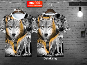 Kaos Motif Serigala Depan Belakang Sablon Kaos Pria Dewasa Murah