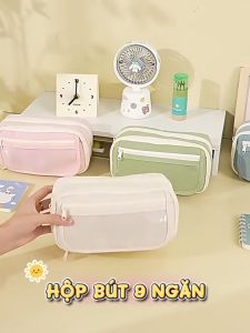 Túi đựng văn phòng phẩm học sinh túi đựng văn phòng phẩm chủ đề mèo đen hoạt hình dung tích lớn.