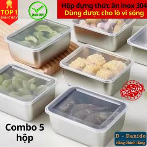 Hộp đựng thực phẩm tủ lạnh size 13.5x11x5cm kèm nắp nhựa chất liệu inox 304 dùng được cho lò vi sóng chính hãng D Danido