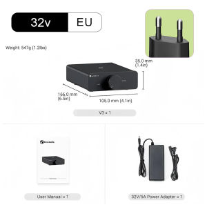 Fosi Audio V3 Stereo Power Amplifier 300W x2 TPA3255 Class D Mini Speaker Amp 2 Channel Audio Amplifier for Passive Bookshelf