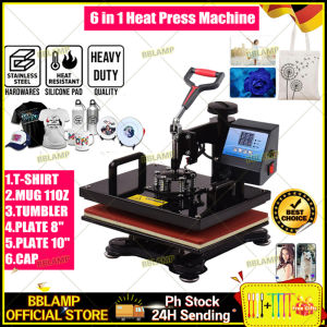 【10 Year warranty】 BBLAMP 6 in1 Multifunction Heat Press Machine mini printer for T-Shirt / Mug / Plate / Capprinter for small business