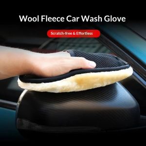JJT Soft Faux Wool Car Cleaning Glove for Polishing Waxing and Interior Detailing