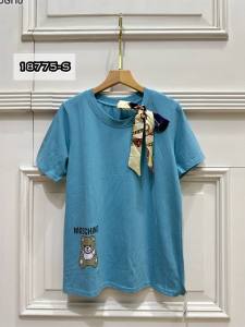 MM 18775-S ATASAN BAJU KAOS KATUN SPANDEX SYAL LENGAN PENDEK LD 92 FIT TO SIZE S-L