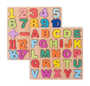 Mainan Puzzle Kayu Edukasi Anak Bayi 3D Angka Alphabet Bentuk Wooden Puzzle Toys