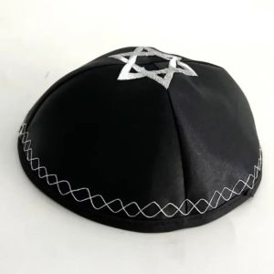 MUNCHX Embroidery Design Jewish Kippah Breathable Round Shape Brimless Hat Retro Beanie Hat Ethnic Event