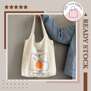 Fashion Tote Bag Canvas Bag College School Student Women Tuition Shopping Beg Wanita Pelajar Perempuan单肩手提学生工作百搭帆布包