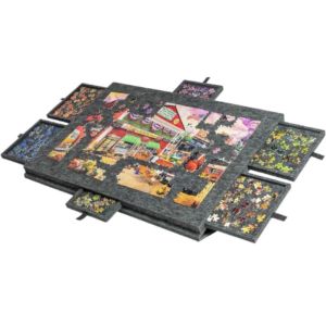 CSQ63 2-in-1 1000 Piece Tilting Puzzle Board 1000 Piece Felt Puzzle Storage Saver Puzzle Table with 6 Drawers Puzzle Storage Pad Home Use
