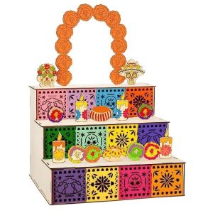 GAOSU Tự làm Hộp Ofrenda Ngày của người chết Gỗ Nến hình đầu lâu Hộp trưng bày kỷ niệm Ngày của người chết Trang trí nhà bếp Trang trí tiệc Fiesta Mexico Đài tưởng niệm tổ tiên
