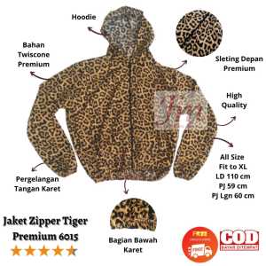 Femme Ols Jaket Leopard Tiger Zipper Premium High Quality 6015