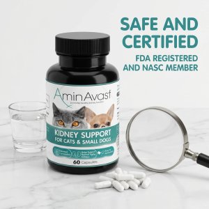 AminAvast Cat & Dogs Kidney Support Supplement 60 Capsules Natural Renal Health Formula Azodyl Epakitin