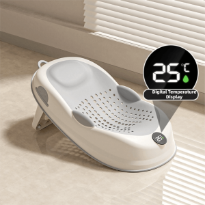 LUZMAR Temperature Sensing Bath Seat Mat Mesh Material Support Structure Bath Rack Baby Safety Portable Baby Bath Net Newborn Bathing