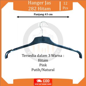 Hanger Jas Kecil 282 Warna isi 12 Pcs / Gantungan Baju Dewasa