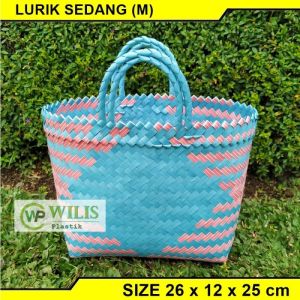 Tas Anyam Plastik Lurik Sedang (M) Untuk Hampers Parcel Bingkisan Anyaman Plastik Belanja Pasar