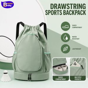 Multifunctional Drawstring Sports Backpack Water Repellent Shoe Compartment For Badminton Tennis Gym Travel Lightweight