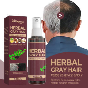South Moon Hair Darkening Spray Anti White Hair Herbal Hair Care Serum Blacken Hair Reduce Gray Hair Scalp Nourish Glitter Anti White Hair Spray Herbal Gray Spray Repair Hair Scalp Care Nourish Treatment White To Black Hair Growth Serum(100ml)