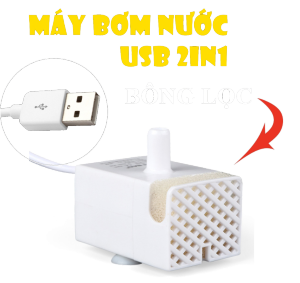 Máy Bơm Nước USB Mini 2in1 có bông lọc 3w - Lọc Nước Bể Hồ Cá Cảnh hòn non bộ bơm nước cho MèoChó trồng cây thủy sinh