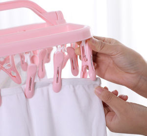 Móc chùm phơi quần áo cho bé gồm 32 móc phơi Chất liệu nhựa cao cấp kích thước 32x32x23 cm