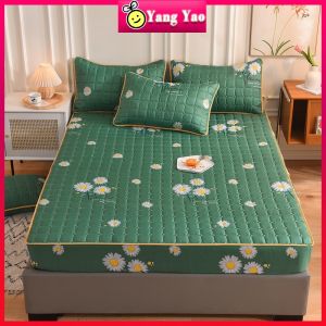 Mattress Protector Quilted sheets Mattress Topper Cotton Fabric Mattress Protector Thicken Fitted Bedsheet Single/Queen/King Size Thicked Cadar