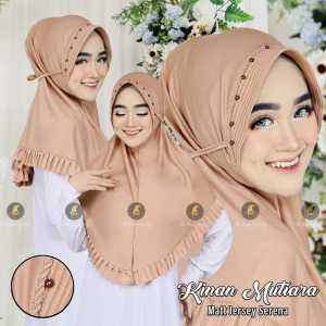 Jilbab Mutiara Payet Terbaru Kepang Pet antem Bahan Jersey Serena (KINAN MUTIARA)