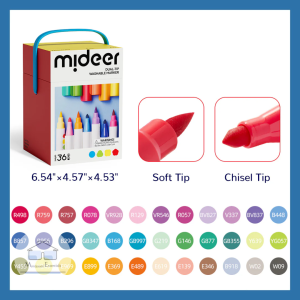 (36PCS Dual Tip Washable Marker) Mideer Marker - Children Kid School Drawing Colouring Tools Marker Supplies