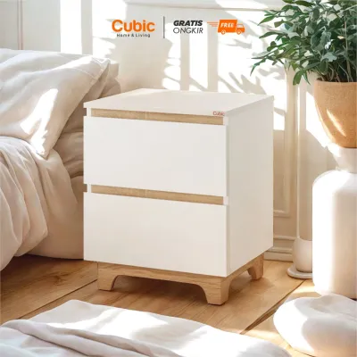 Cubic Nakas Minimalis / Bedside Meja Samping / LUNA MILANO NK 45 - Putih