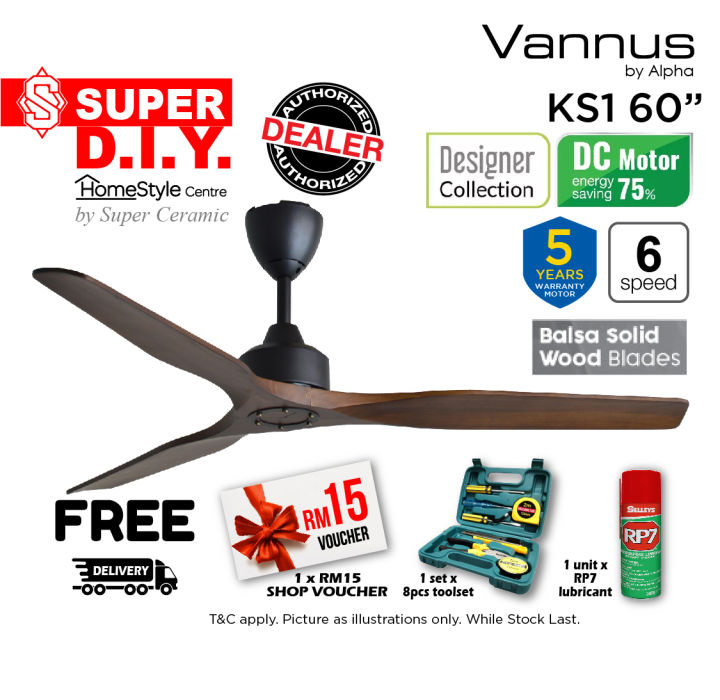 ALPHA VANNUS KS1 60" DC Motor Ceiling Fan Remote Control [FREE TOOLSET