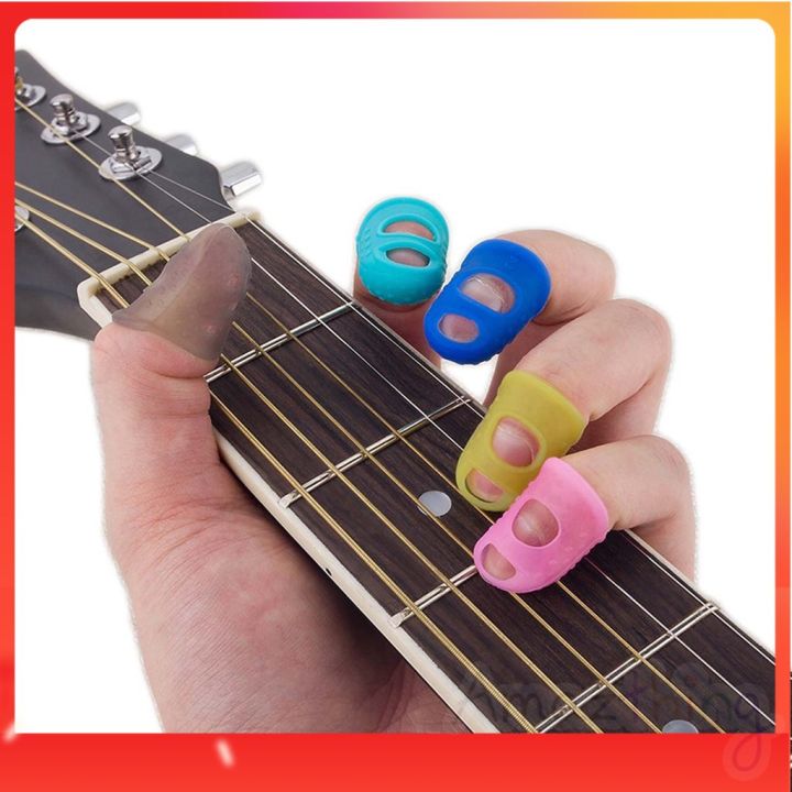 Amazthing 4 pcs Silicone Ukulele Guitar Fingertips Protector 硅胶指套 | Finger Guard Cover Caps 吉他手指保护套