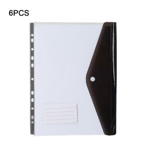 SPARAK 6 pcs Clear Binder Folders PP A4 Label Loose-Leaf Large Capacity Punched Pockets Home Office