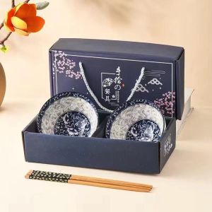 tableware set กล่องของขวัญชามชามเซรามิกและตะเกียบ ชุดชามเซรามิก ชุดของขวัญ🎪🎀2026